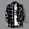 Осенняя японская черно-белая клетчатая рубашка с длинным рукавом, мужской дизайн, нишевая, ретро, в гонконгском стиле, свободная куртка-рубашка