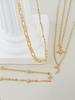 Elegant Cubic Zirconia Star & Moon Pendant Multilayer Necklace, Gold-Tone Chain Suitable For Women's Daily Wear, Party, Festival