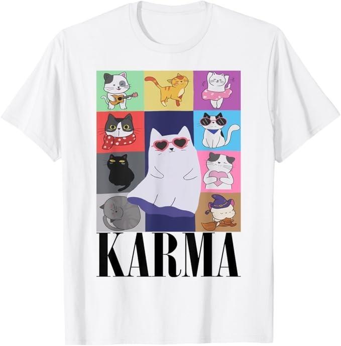 Vintage Cat Music For Teens Girls Kids Women Men Karma T-Shirt