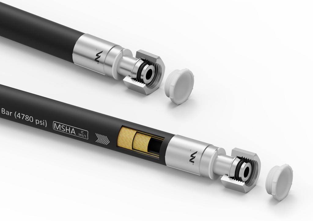 Waryński PERFECT-SMOOTH Hydraulic Hose DN10 330 bar M18x1.5 Straight 1250 mm with O-Ring Seal, 2SN Reinforced
