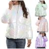 Women's Fashion Casual Gradient Dazzling Colorful Zipper Long Sleeve Cotton Coat Jacket