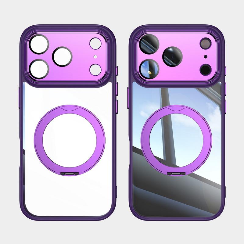 Магнитный чехол-подставка с кольцом для iPhone 17 Pro Max 16 15 14 13 12 Pro Max, роскошный защитный чехол с прозрачной задней панелью, гибридный TPU+PC, ударопрочный чехол