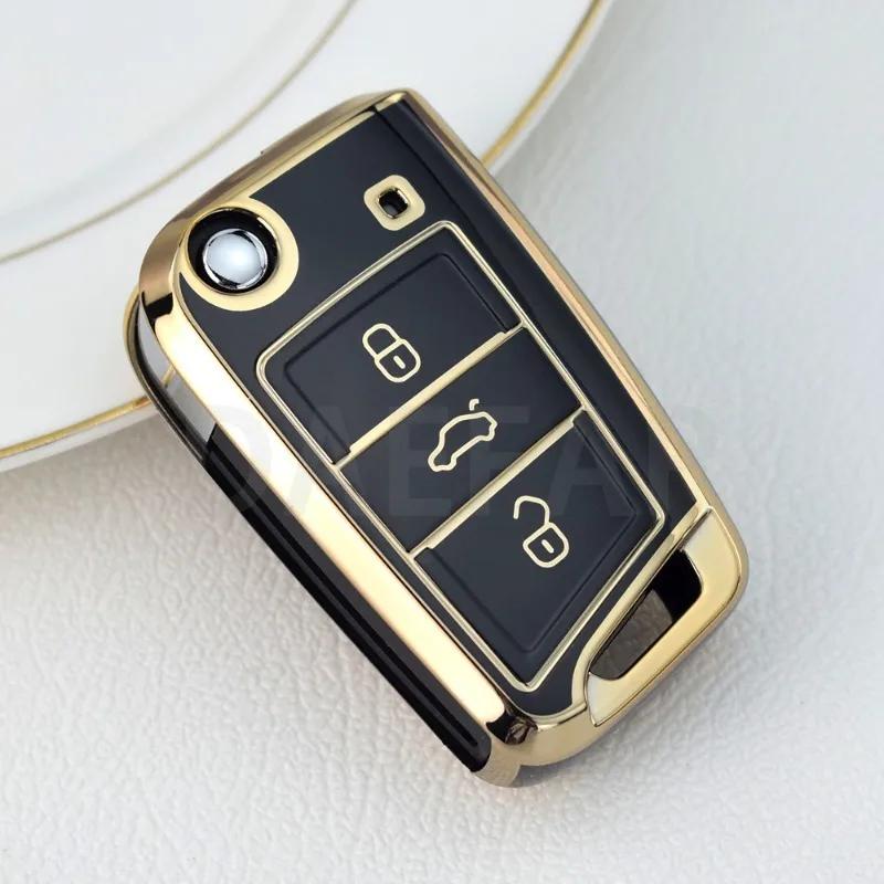 Для VW Skoda Octavia A7 Fabia Leon Rapid Karoq SEAT Leon Ateca Ibiza Toledo Golf 7 T-cross POLO T-Roc Чехол-накладка для ключа автомобиля Держатель