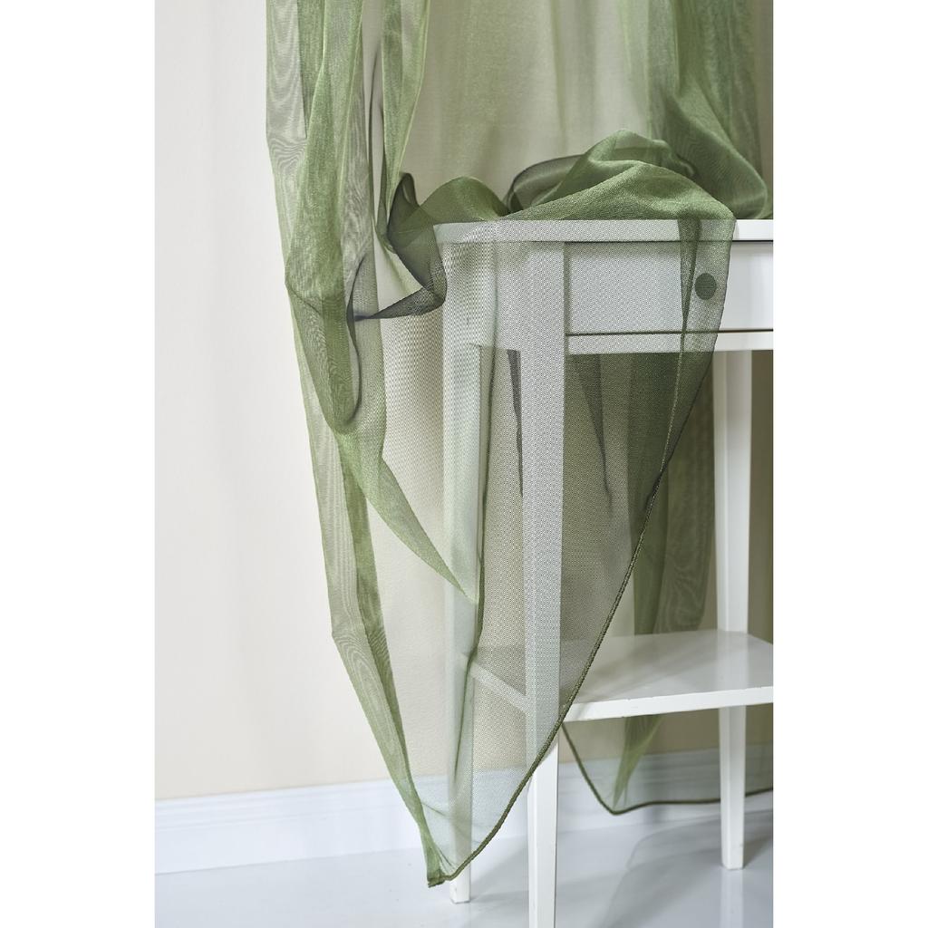 Изумрудно-зеленая зеленая глажка яркая тюлевая занавеска - Olin - без ворса - экстракты усадки