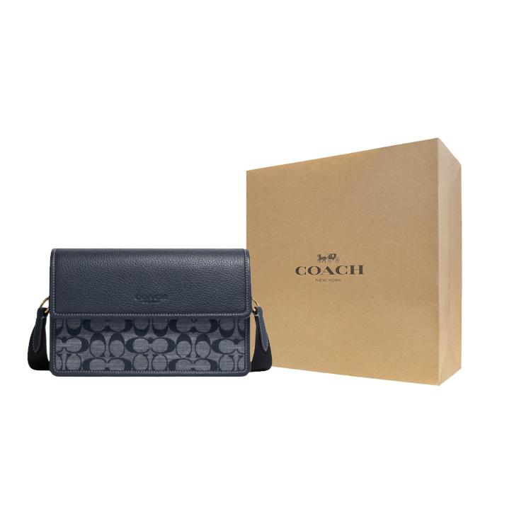 New COACH Turner Mulberry Silk Plain Weave Fabric Shoulder Bag, Crossbody Bag Medium Size Men's Denim Blue CH828-B4DE