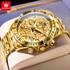 OLEVS Men Watches Top Luxury Fashion Fine Steel Mechanical Style Dial Chronograph Original Brand Quartz Wristwatch for Man Date