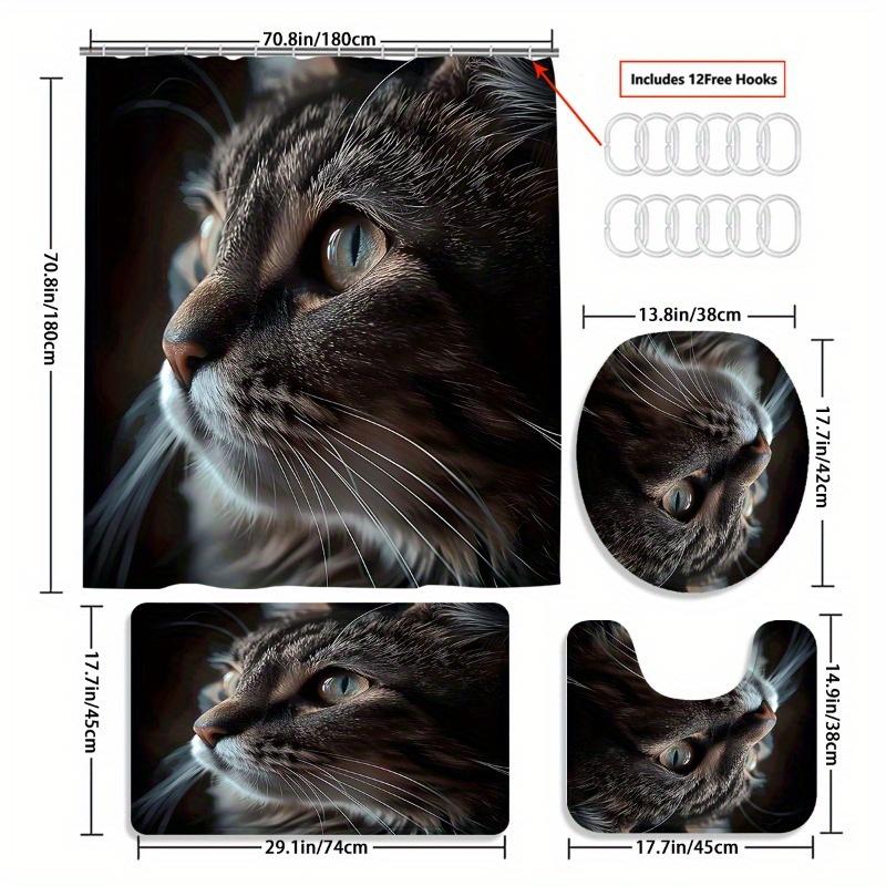 1/4 шт. Милый черный кот водонепроницаемый комплект занавесок для душа декоративный набор для ванной комнаты нескользящий коврик для унитаза коврик для ванной и 12 крючков
