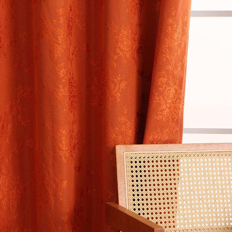 Summer Full Blackout Curtain Finished Embossed Jacquard Blackout Curtain Bedroom Living Room Balcony Sun Protection