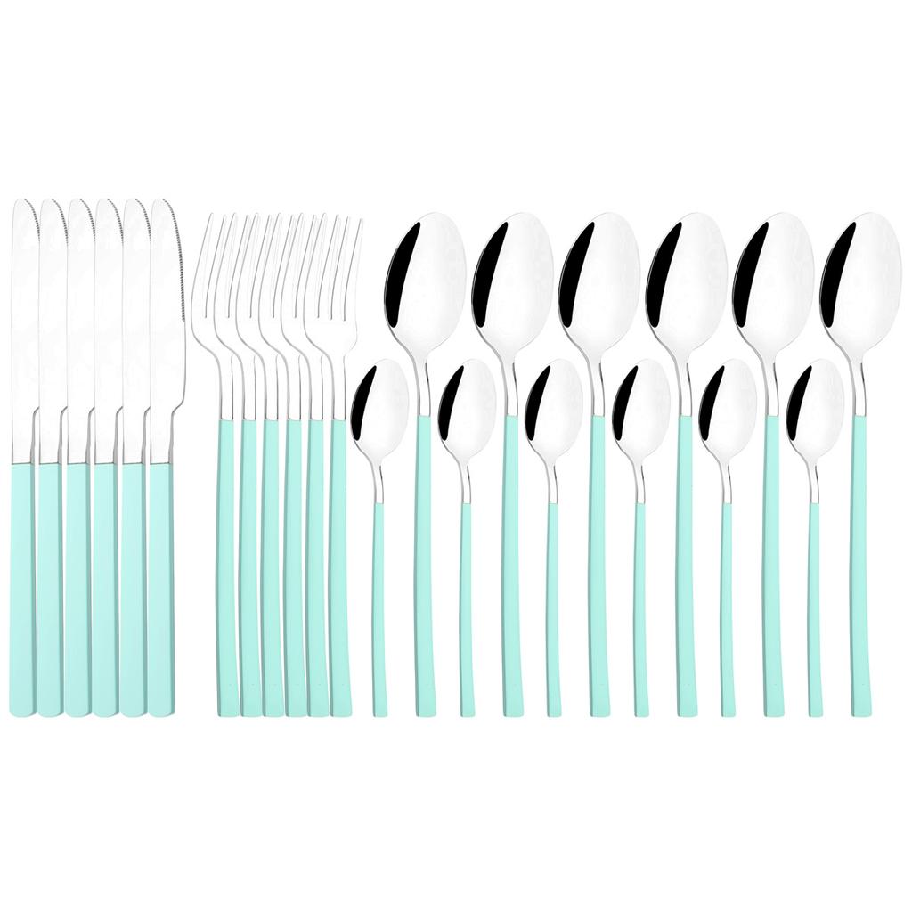 Western 24Pcs Black Gold Dinnerware Set Luxury Knives Fork Tea Spoon Cutlery Set Stainless Steel Flatware Tableware Kitchen Silverware