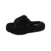 2024 New Casual Buckle One Word Fluffy Slippers Solid Color Home Fashion Outside Wear Cotton Drag