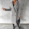 Women's Midi Long Wool Coat Double Breasted Trench Coat Classic Notch Lapel Peacoat Fall Winter Overcoat