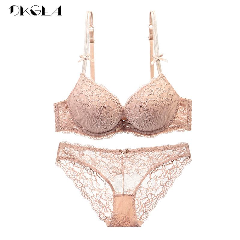 DKGEA женский комплект нижнего белья толстый бюстгальтер пуш-ап сексуальный кружевной вышивкой