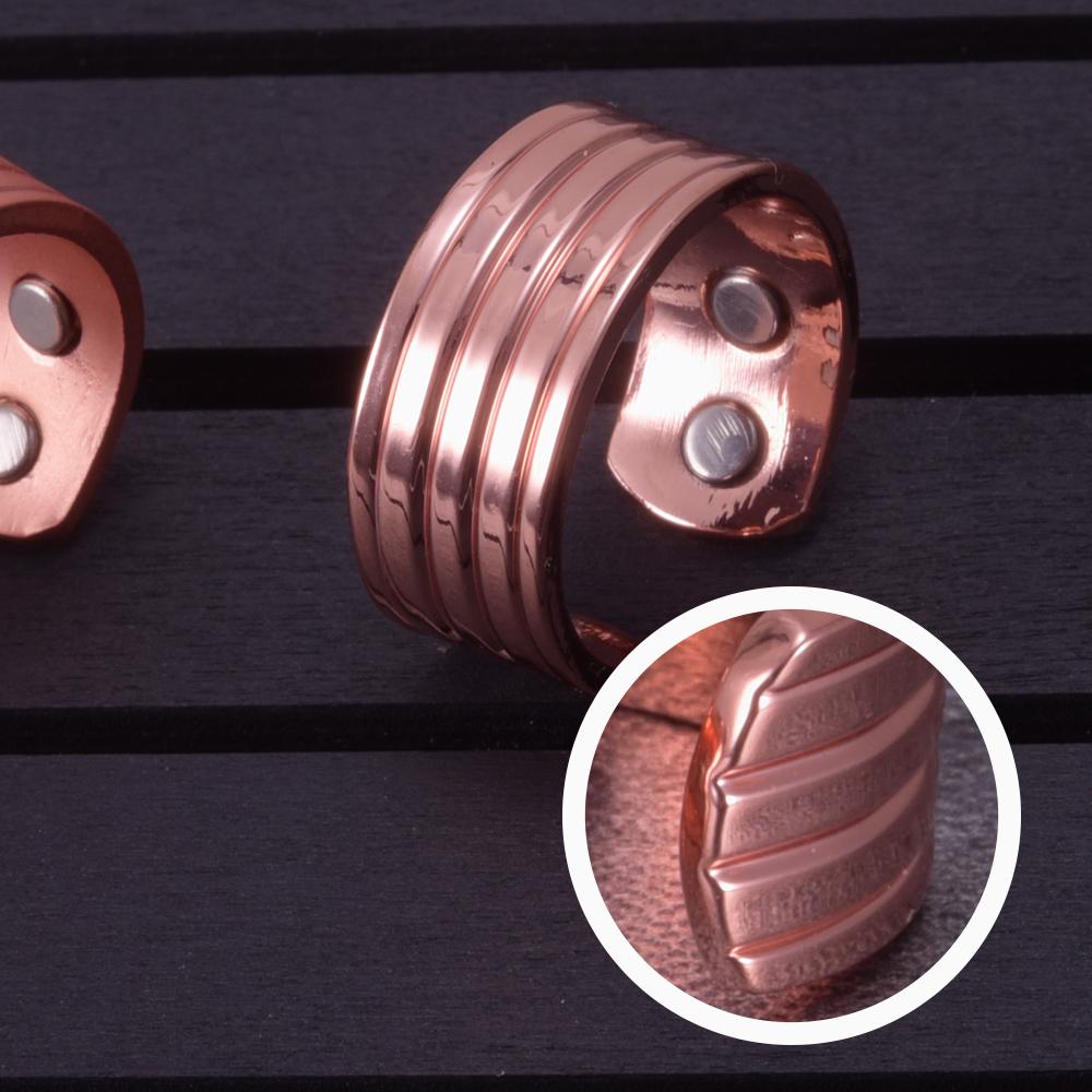 Ikuinen, мужские кольца из чистой меди, обручальные кольца в полоску, магнитные кольца для мужчин, регулируемая манжета, медное кольцо