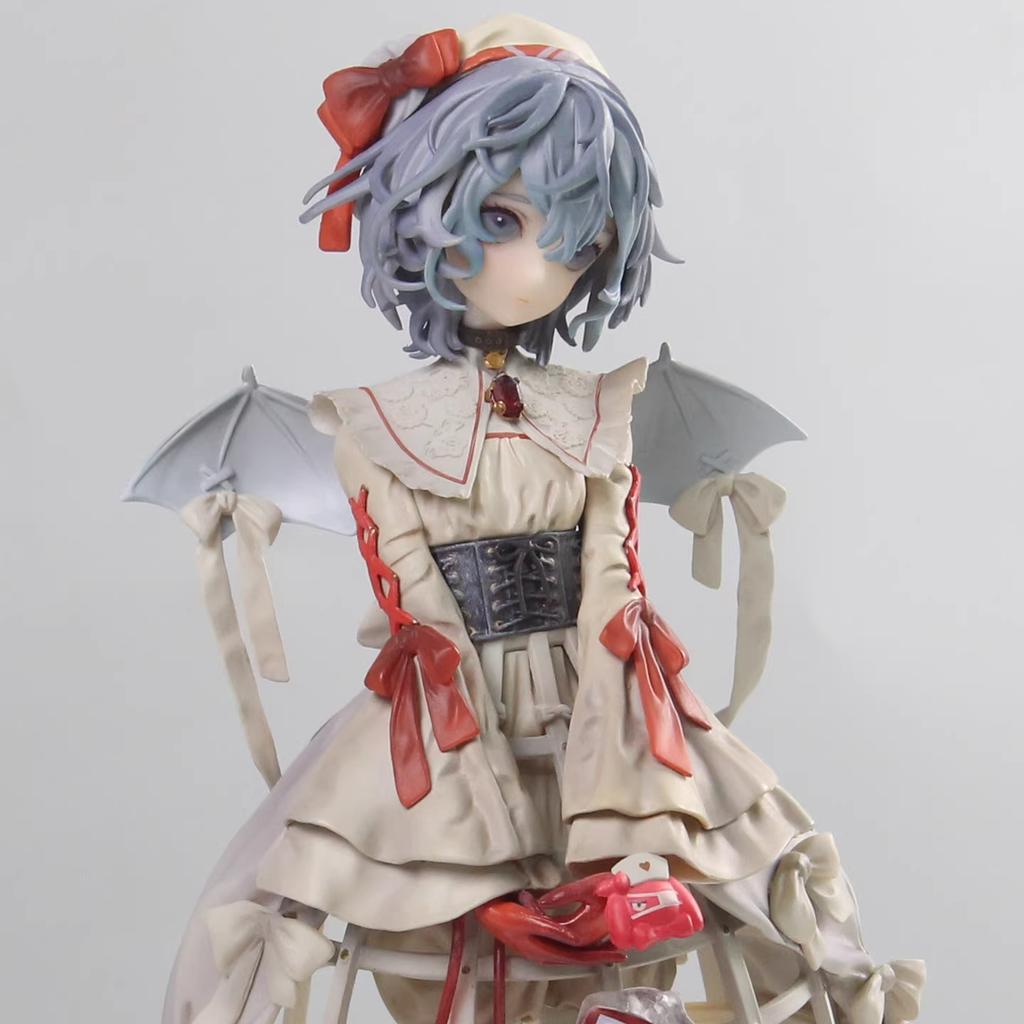 Touhou Project Remilia Scarlet Anime Figure Short Hair Bat Wing Vampire Girl Statue With Blood Bag Desktop Decor For Collectors