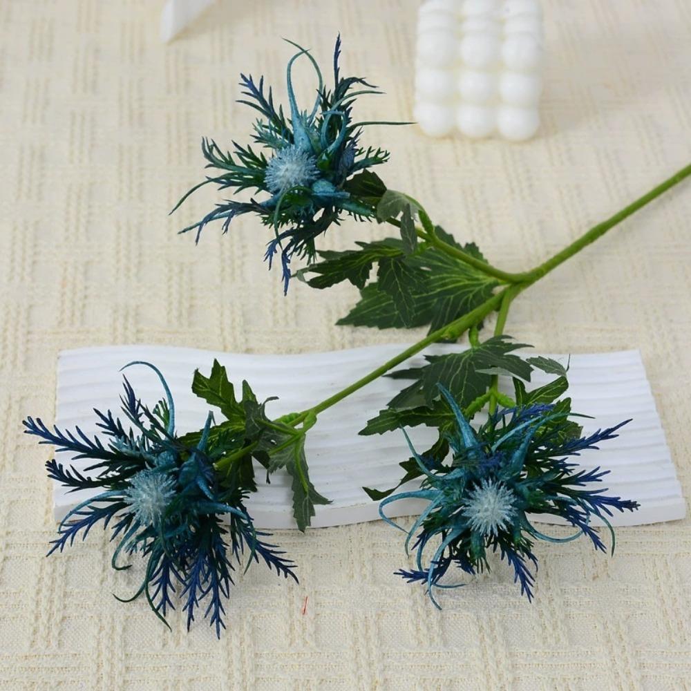 Искусственные цветы Искусственный чертополох Куст Эринго Поддельный Синеголовник Вонючий Имитация Морского Падуба для Свадебного Букета Центральный Элемент Домашнего Декора
