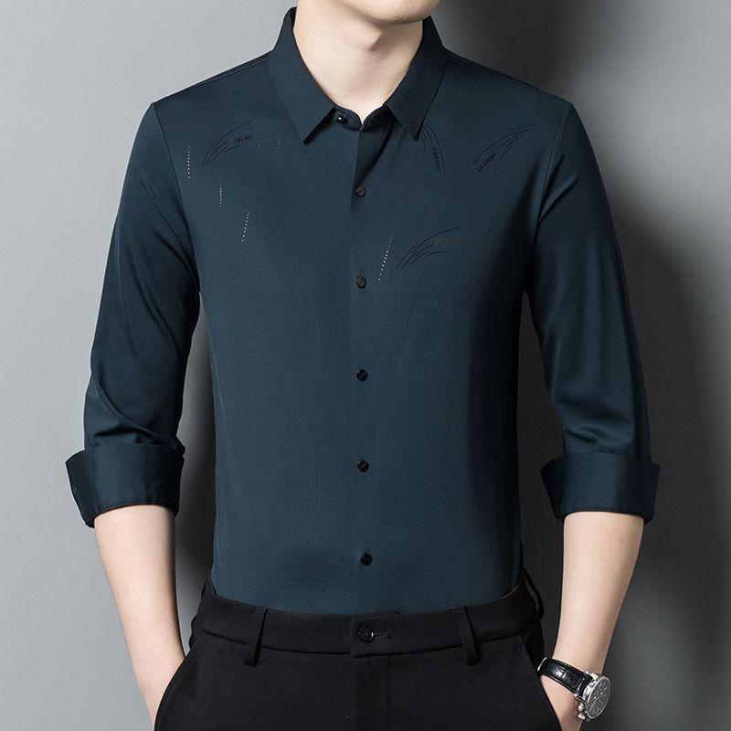 Autumn Men's Shirt Straight Square Collar Youth Long-sleeved Business Gentleman Shirt