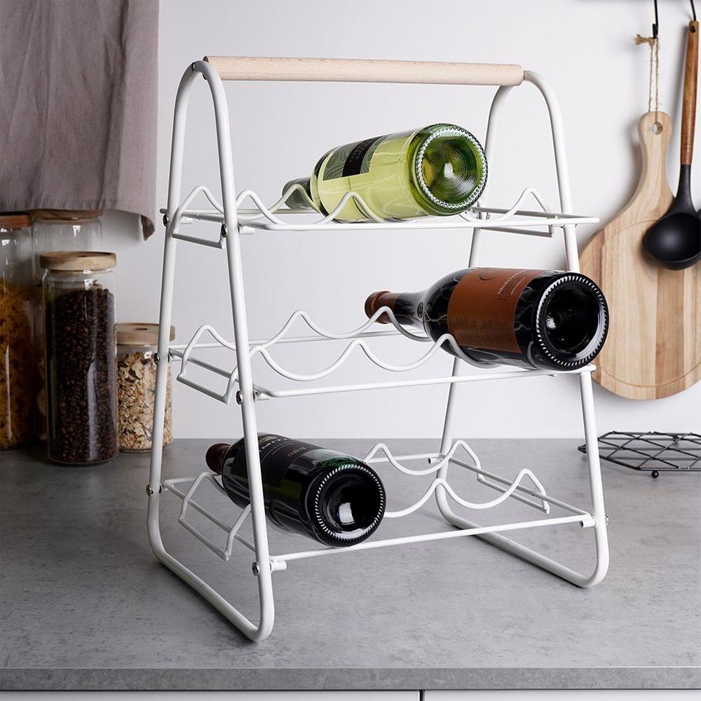 White Metal Wine Rack 9 Bottles