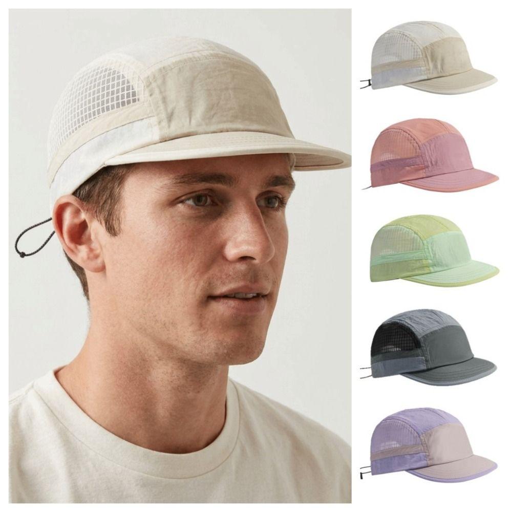 Color-Blocked Breathable Peaked Cap Soft Brim Mesh Running Caps Quick-drying Baseball Cap Camping