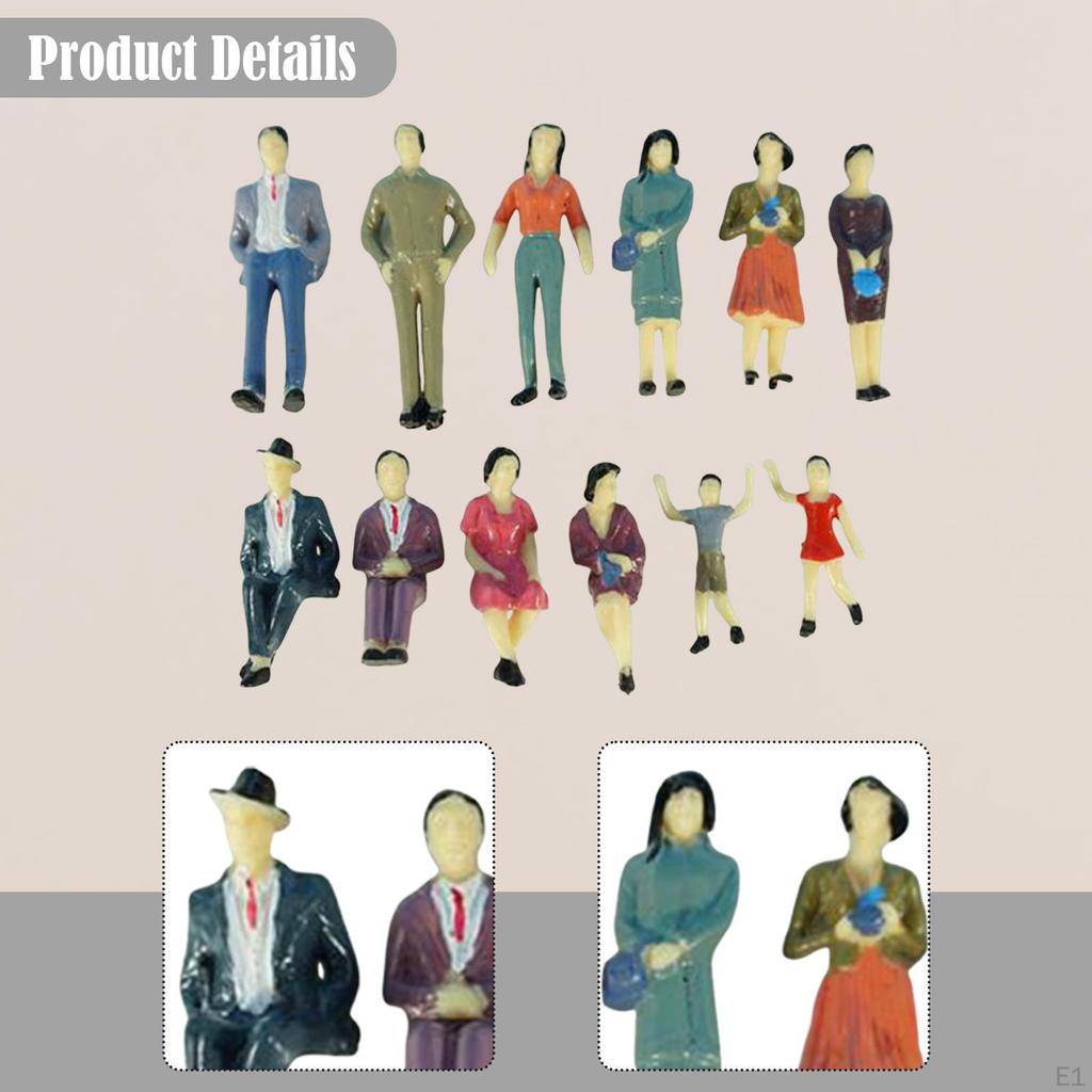 50 шт. Миниатюрные фигурки людей Кукольный домик Масштаб 1/36 Подарки для коллекции миниатюрных сцен Раскрашенные