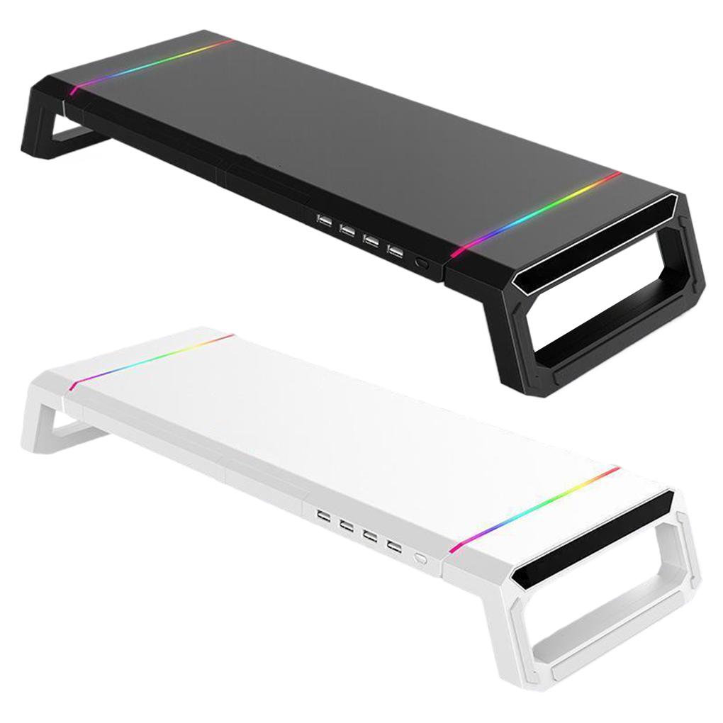 4USB PC Monitor Stand 7-color RGB light strip Monitor Arm Storage Space Bar Laptop Monitor Stand With USB Charging
