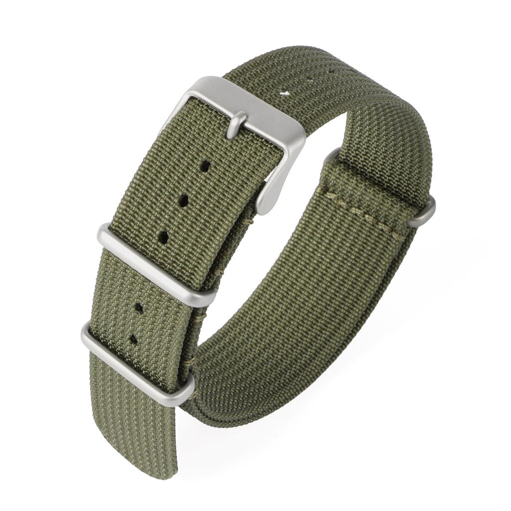 NATO One-Piece Nylon Canvas Watch Strap - Fine Woven Solid Color, 18/20/22mm