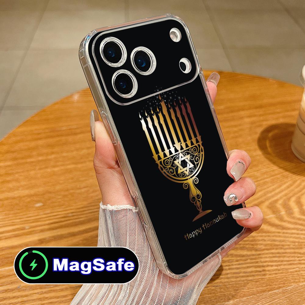 Еврейский чехол для телефона Ханука для iPhone 17 16 15 14 13 12 11 Air Pro Max Plus Mini Magsafe Прозрачный Цветной Чехол Роскошный