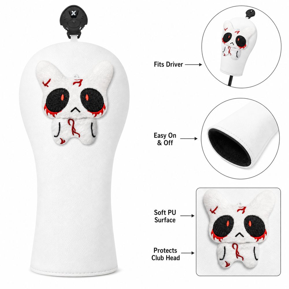 White Golf Head Covers Durable Golf Putter Cover Cute Golf Club Headcovers Outdoor Sports