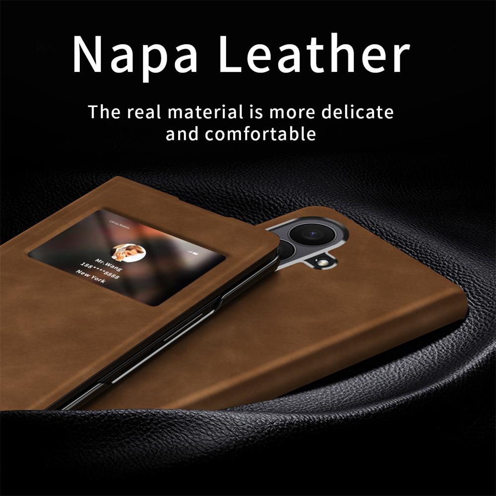 Solid Color Flip Leather Phone Case For Samsung Galaxy Z Fold 7 5G Fold7 Holder Design Protective Shell Protection Back Cover