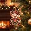 Creative Seasonal Home Decor 10 Pcs Faux Diamond Painting Art Christmas Ornaments, DIY Pearl Beads Holiday Craft Set with Wooden Base Jute Twine,