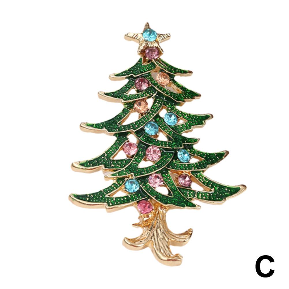 Рождественская елка Брошь Кристалл Стразы Булавка Для Женщин Булавка Ювелирные Изделия Рождественский Аксессуар Эмаль P P9T6