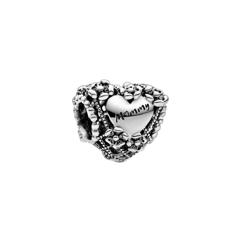 Pandora MOMENTS Beloved Mother Hollow Flower Heart-Shaped Jewelry Accessories Women's Silver 798892C00