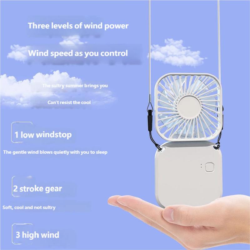 Mini Folding Hanging Neck Fan Foldable Hanging Neck Fan Mini Folding Personal Fan, 3 Speeds USB Charging For Travel Indoor And O