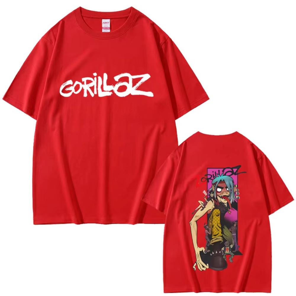 Gorillaz Band Tshirt Unisex Womens Hip Hop Rock Fashion Oversized Streetwear Summer High Quality Soft Cotton Short Sleeve Tshirt