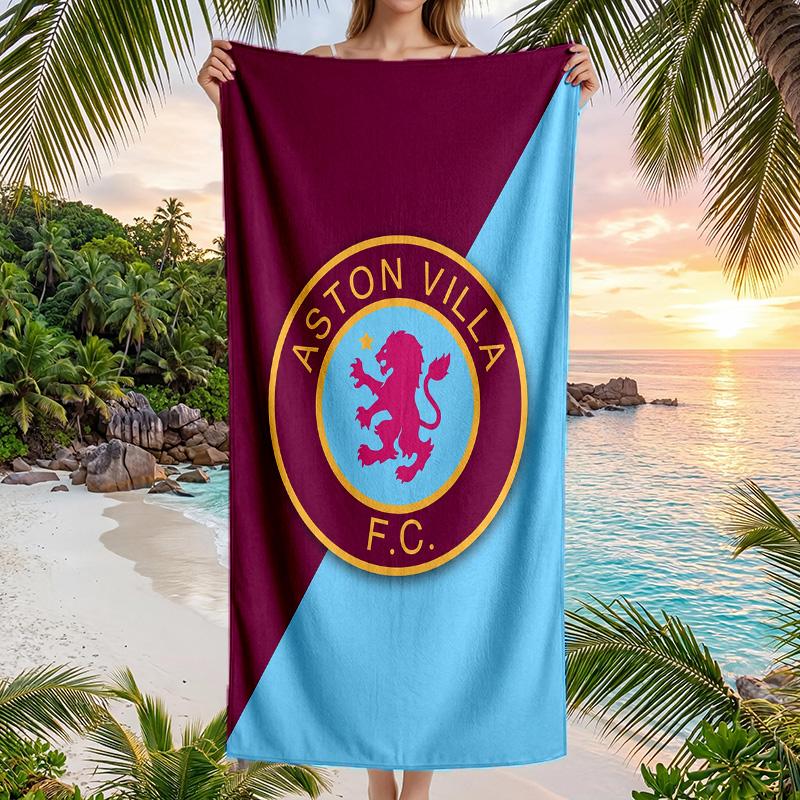 Aston Villa Football Beach Towel Soft Microfiber Summer Towel Quick Dry Absorbent Towel for Beach Swimming Pool Travel