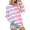 Женская повседневная модная полосатая толстовка с V-образным вырезом и длинным рукавом, легкая толстовка с карманами