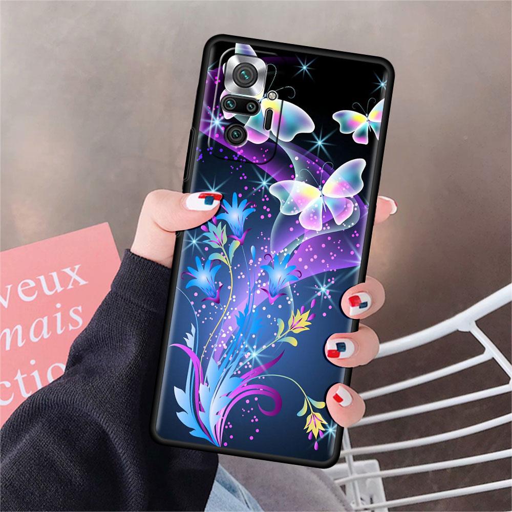 Funda для Xiaomi Redmi Note 10 9 11 Pro мягкий чехол для телефона 10S 9S K40 8 9A 9C 9T 7 10C 8T силиконовый чехол Diamond Flower Butterfly