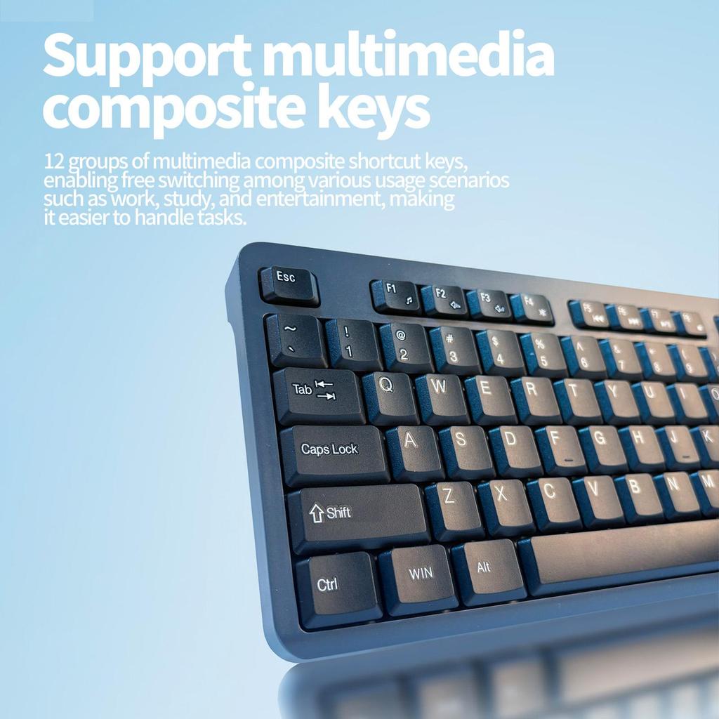 Бесшумная беспроводная клавиатура на 104 клавиши для офиса и ноутбука - Совместима с Windows/macOS/Chrome OS