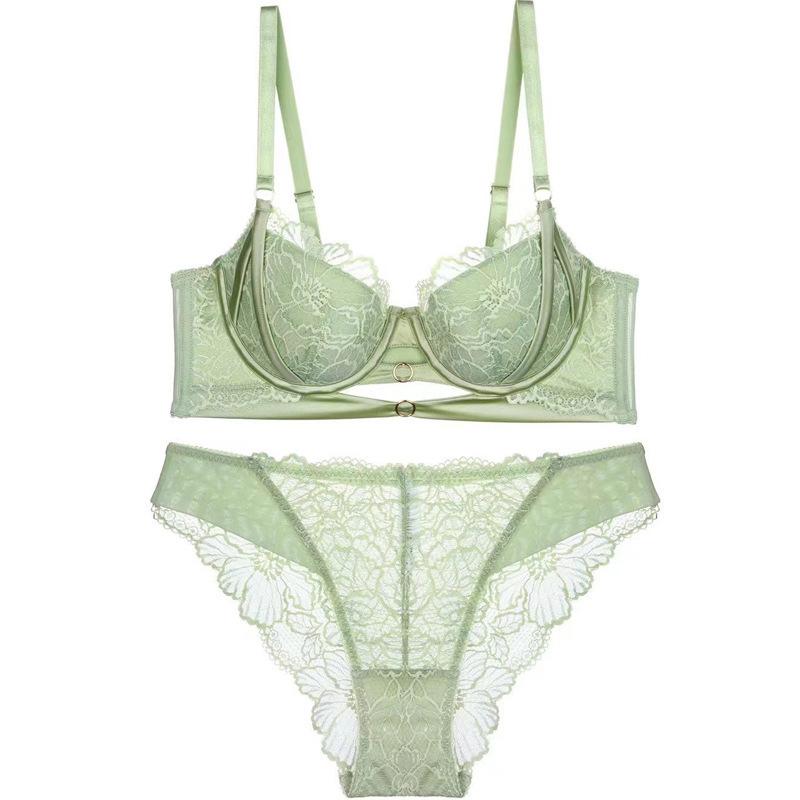 Европейский и американский женский комплект сексуального нижнего белья, комплект кружевного нижнего белья, комплект с тонкими чашками и минимайзером, бюстгальтер и трусики