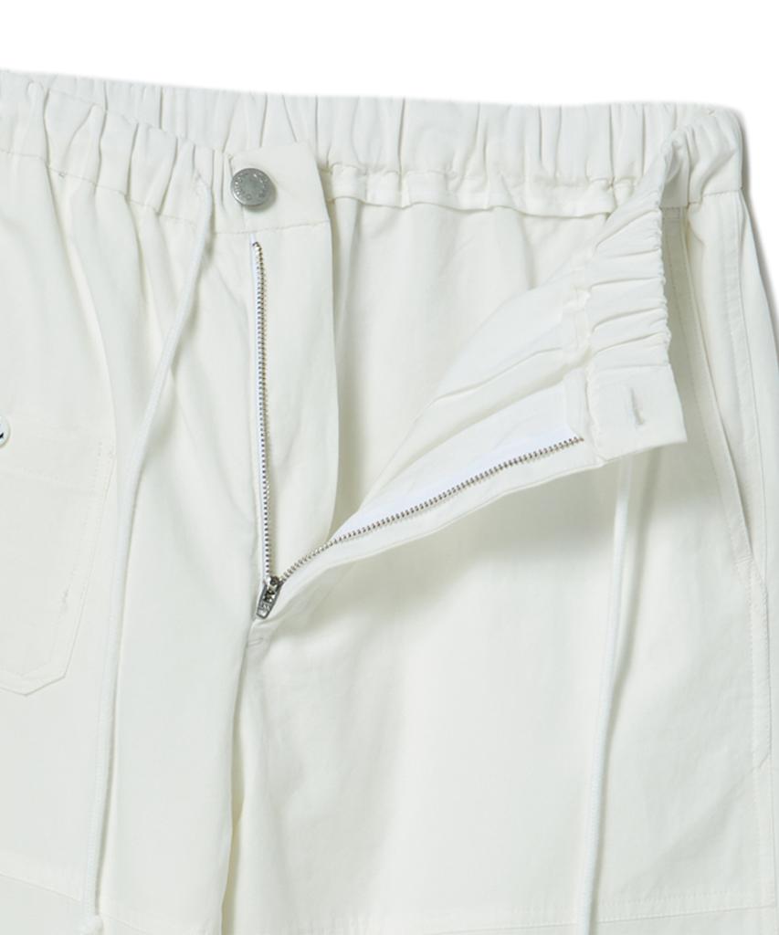 BEYOND CLOSET [Collection Line] Lux Fabric Military Detail Cargo Pants White