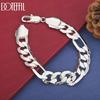 925 Sterling Silver 12mm Side Chain Bracelet Wedding Gift Jewelry