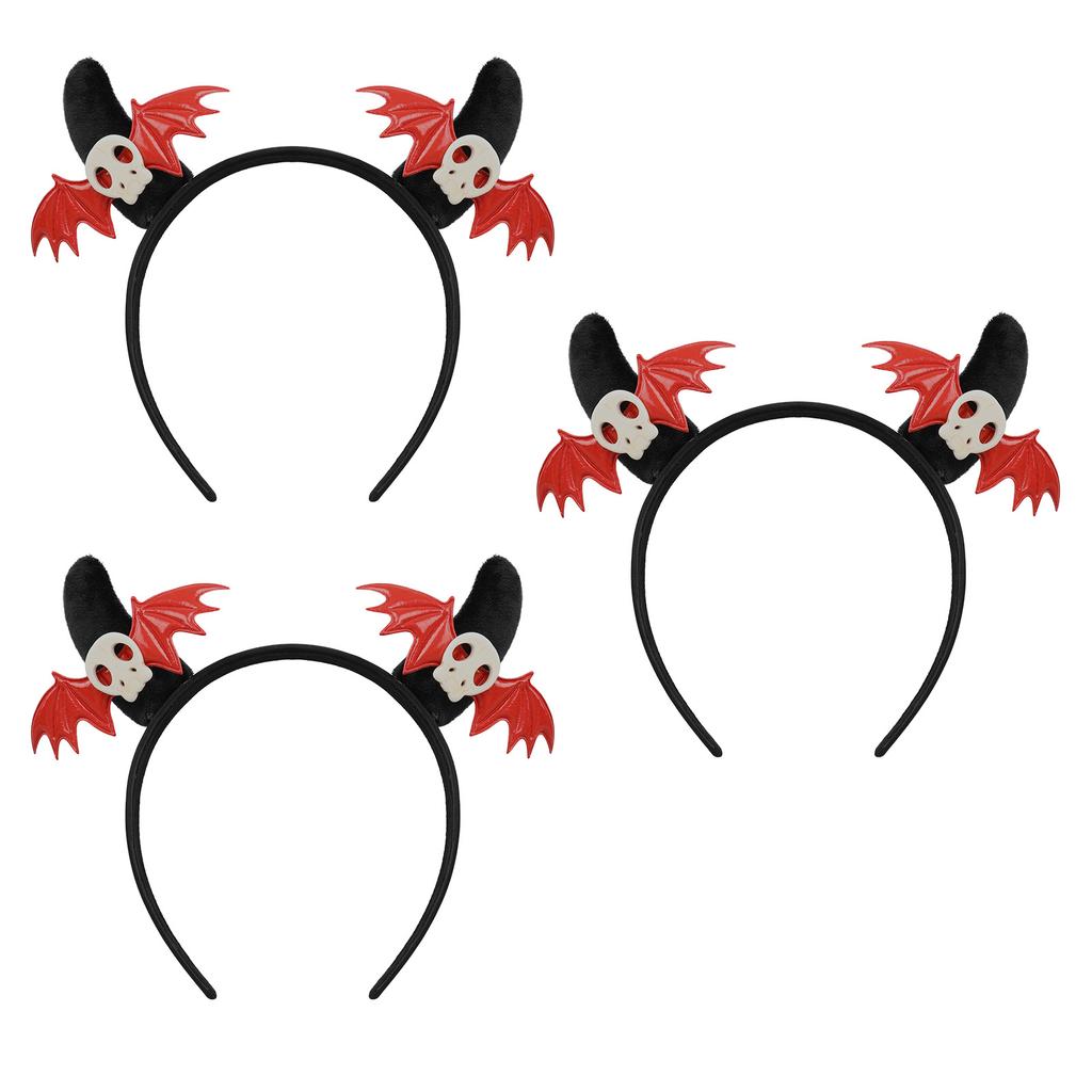 3pcs/set Halloween Devil Horns Headband with Bats - Funny Plastic Hair Accessories for Party Costume Unisex Headpiece