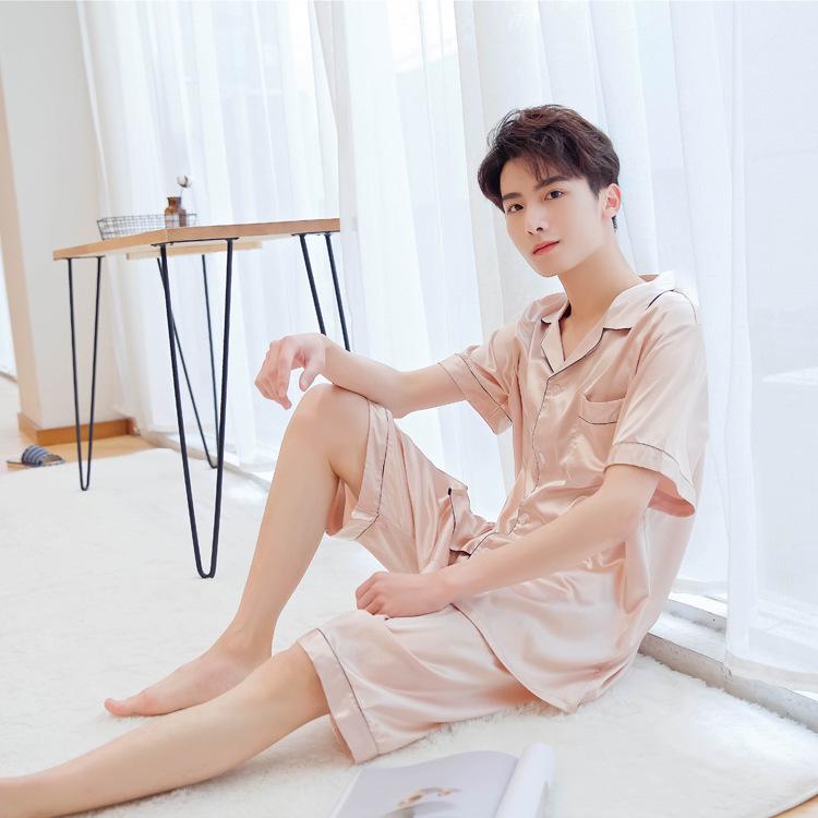 Хань Ятун Шелковый Комплект Пижам для Пары: Осенний кардиган с длинным рукавом для дома