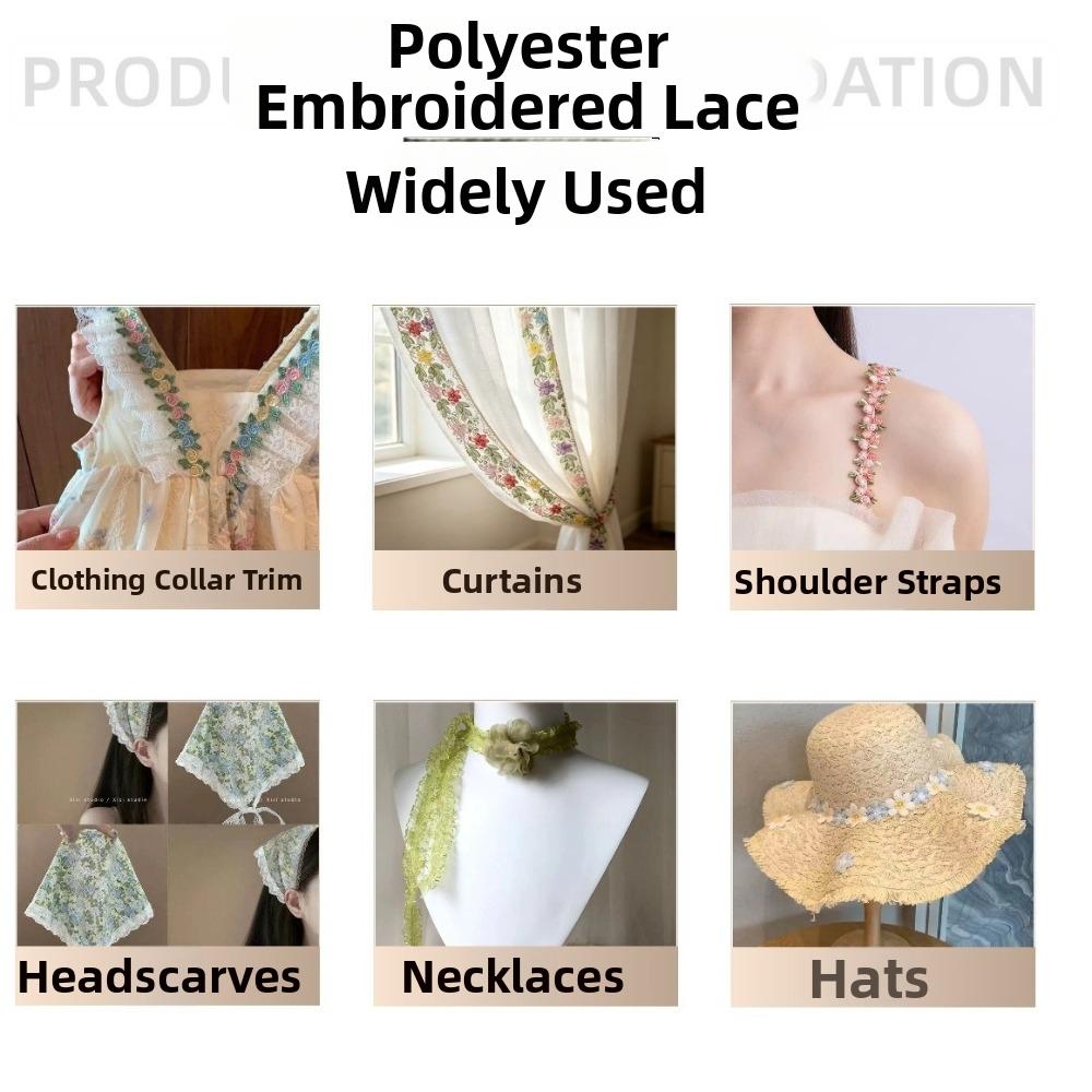 Water-soluble Flower Lace Trim 2cm Wide Small Floral Lace Embroidered Lace Trim Sewing Projects