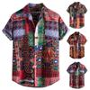 Men's Spring Summer Casual Pattern Printing Retro Lapel Short Sleeve Men's Shirt Men's Top