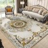 European Style Golden Carpet Living Room Luxury Decoration Flannel Large Rugs Sofa Area Coffee Tables Non-slip Soft Mat Bedroom
