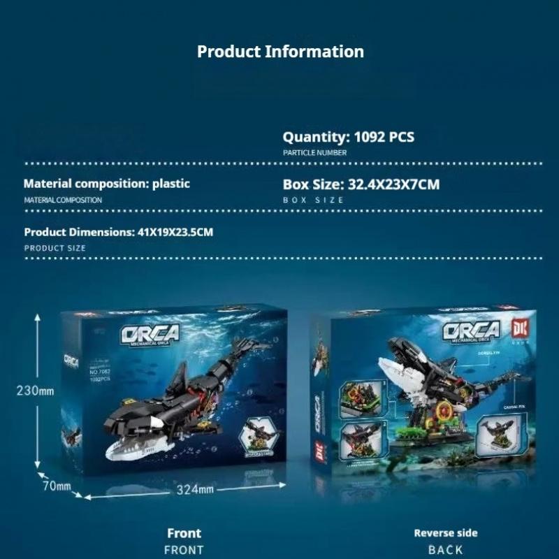 1092Pcs Orca Model Building Blocks Set With Display Stand, Home Decor Collectible Toy Ornament, Stem Toy Gift For Kids Adults