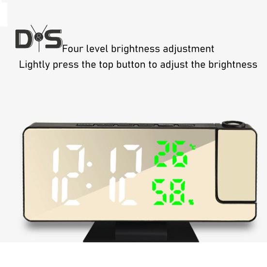 Светодиодный цифровой будильник с большим экраном, многоцелевой проектор в формате 12/24 часа, потолочные часы с дисплеем времени и температуры