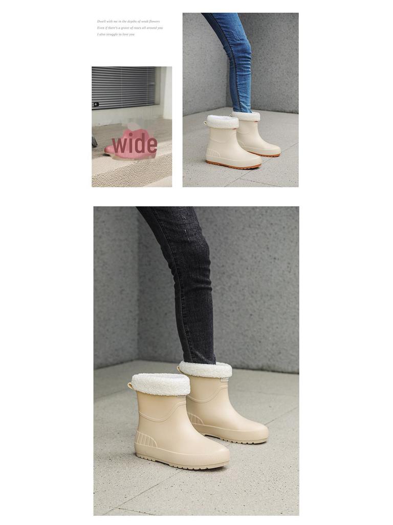 Модные женские резиновые сапоги в японско-корейском стиле — водонепроницаемые, нескользящие, прочные, с мягкой подошвой, удобные для использования на открытом воздухе, в магазинах, на кухне.