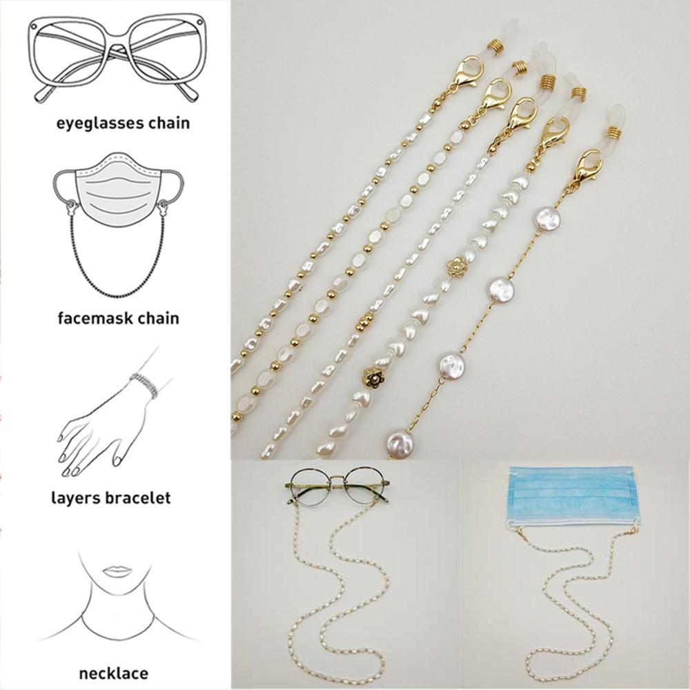 Men Eyewear Jewelry Anti-lost Glasses Clips Reading Glasses Chain Face Mask Necklace Pearl Chain