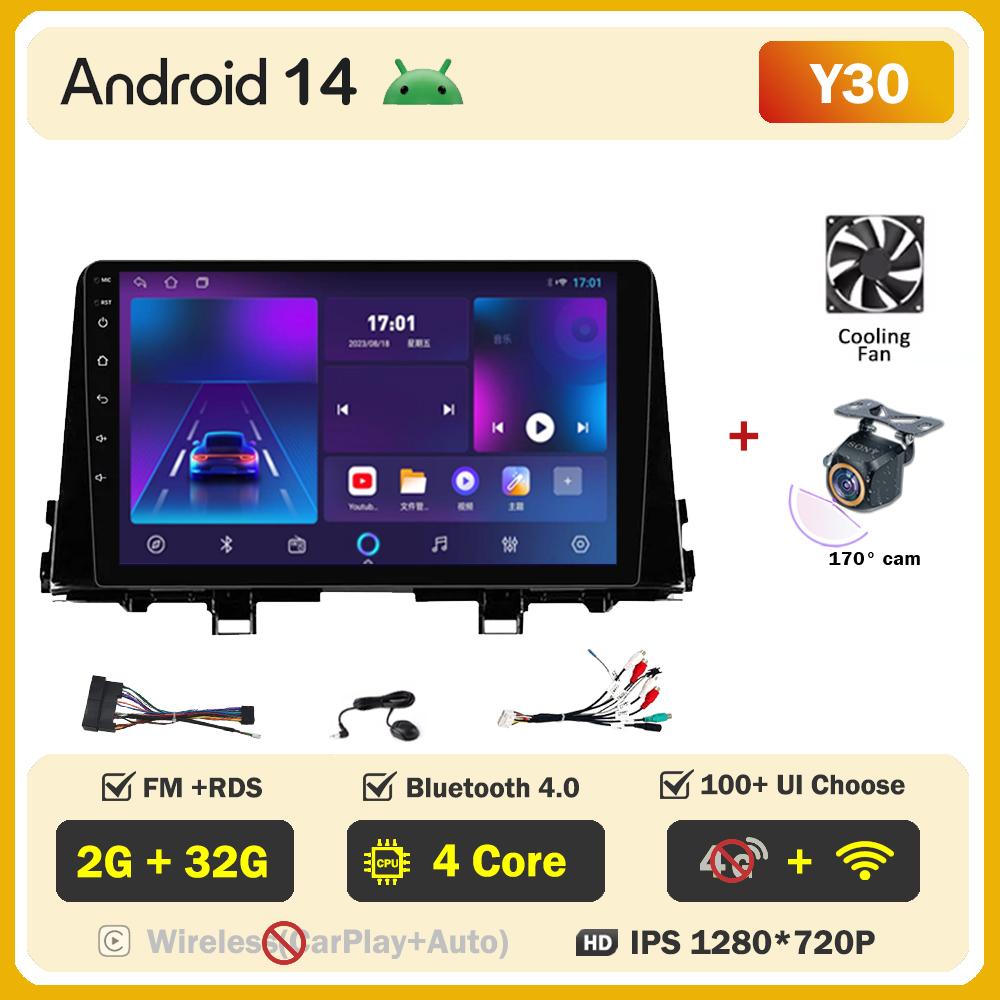 Автомобильный видеоплеер для KIA Morning 3 Picanto 2017-2020 Carplay Android 14 авто радио интеллектуальная система GPS навигация 5G Wifi